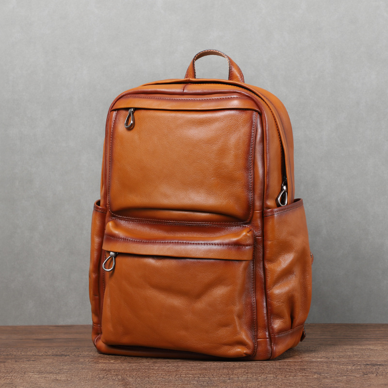 Laptop Backpack 15.6 - YETTIES 남성용 빈티지 베지터블 태닝 가죽