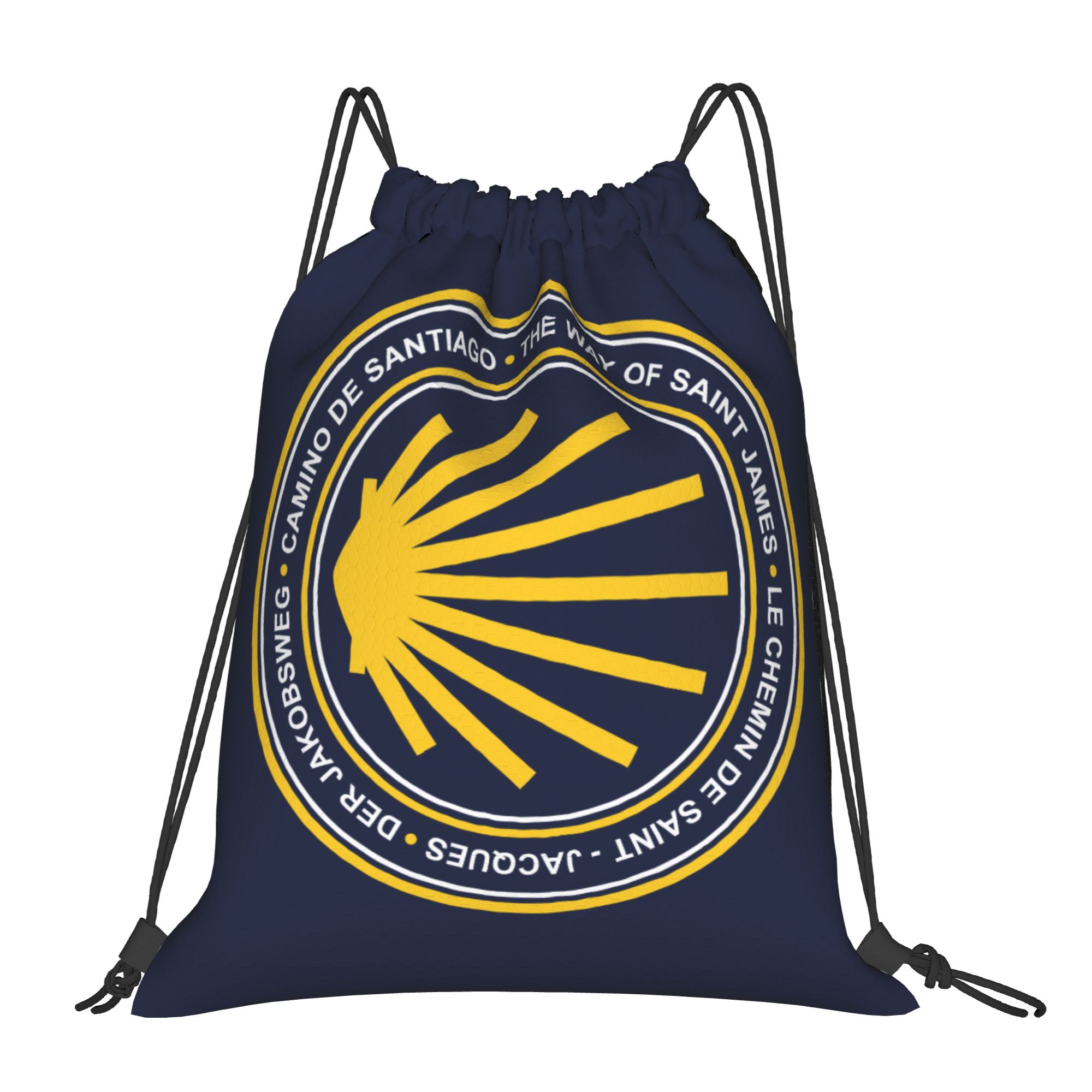 Drawstring Gym Bag - 맞춤형 카미노 데 산티아고 네이비 쉴드