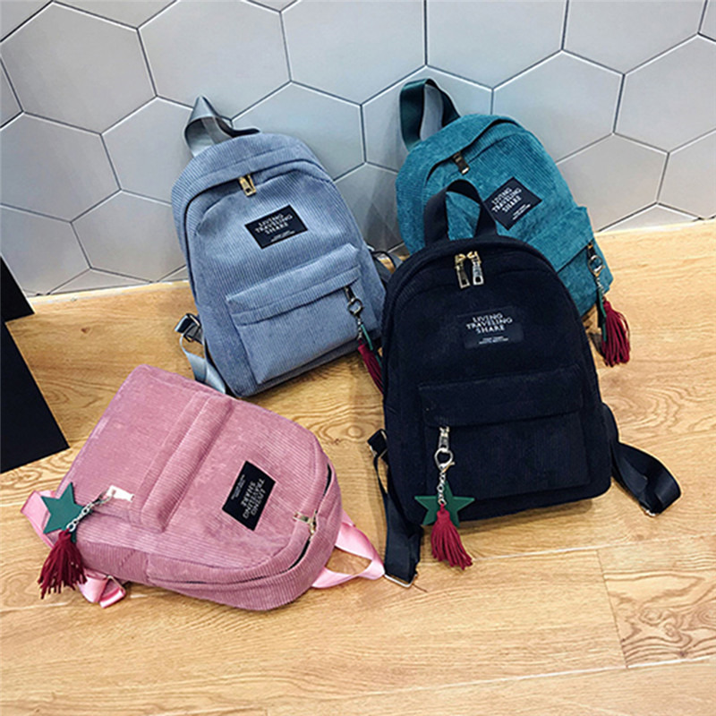 여성용 미니 심플 코듀로이 백팩, 캠퍼스 스타일, 퓨어 - Fashion Backpack Women 리뷰 및 가격