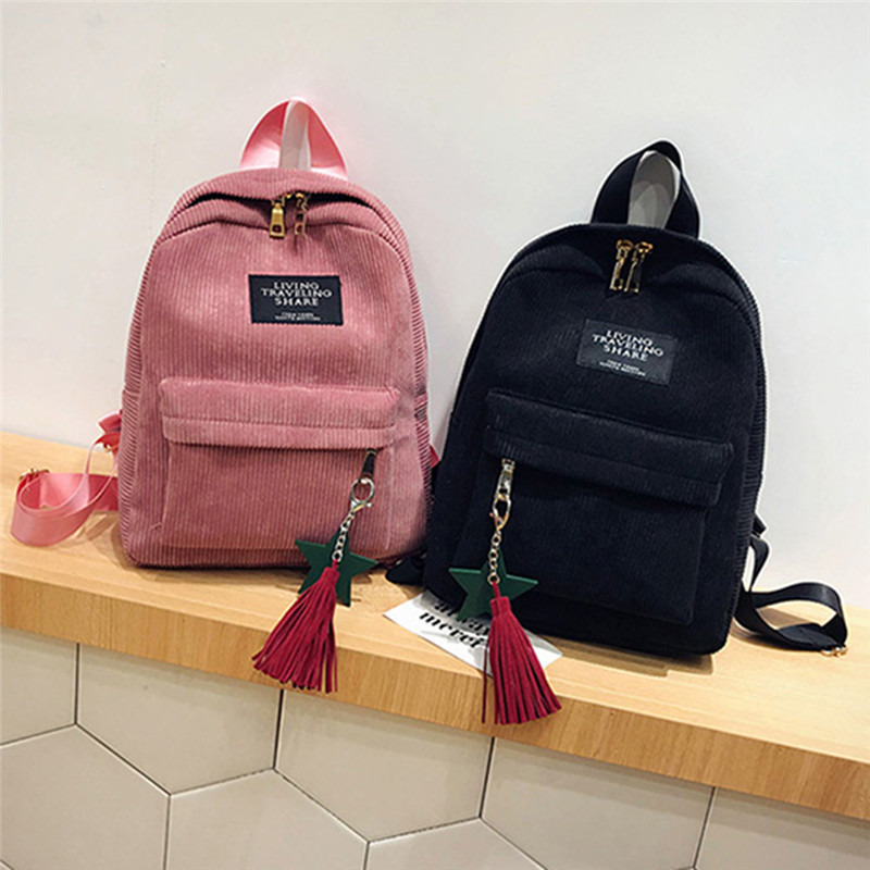 여성용 미니 심플 코듀로이 백팩, 캠퍼스 스타일, 퓨어 - Fashion Backpack Women 리뷰 및 가격