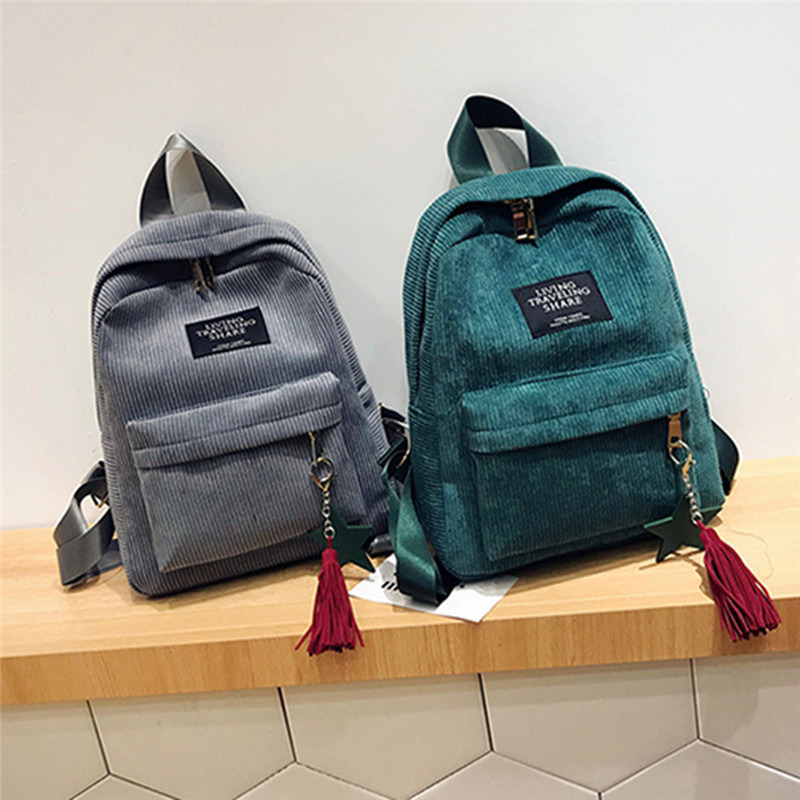 여성용 미니 심플 코듀로이 백팩, 캠퍼스 스타일, 퓨어 - Fashion Backpack Women 리뷰 및 가격
