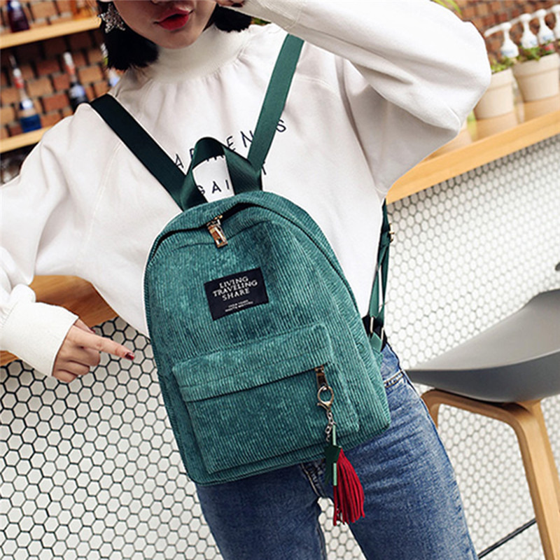 여성용 미니 심플 코듀로이 백팩, 캠퍼스 스타일, 퓨어 - Fashion Backpack Women 리뷰 및 가격
