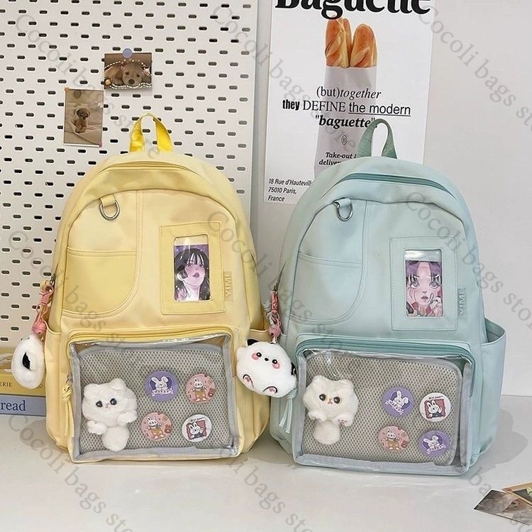 솔리드 컬러 캔디 컬러 백팩 이타백 이타백 여학생용 백 - Canvas Backpack Casual 리뷰 및 가격