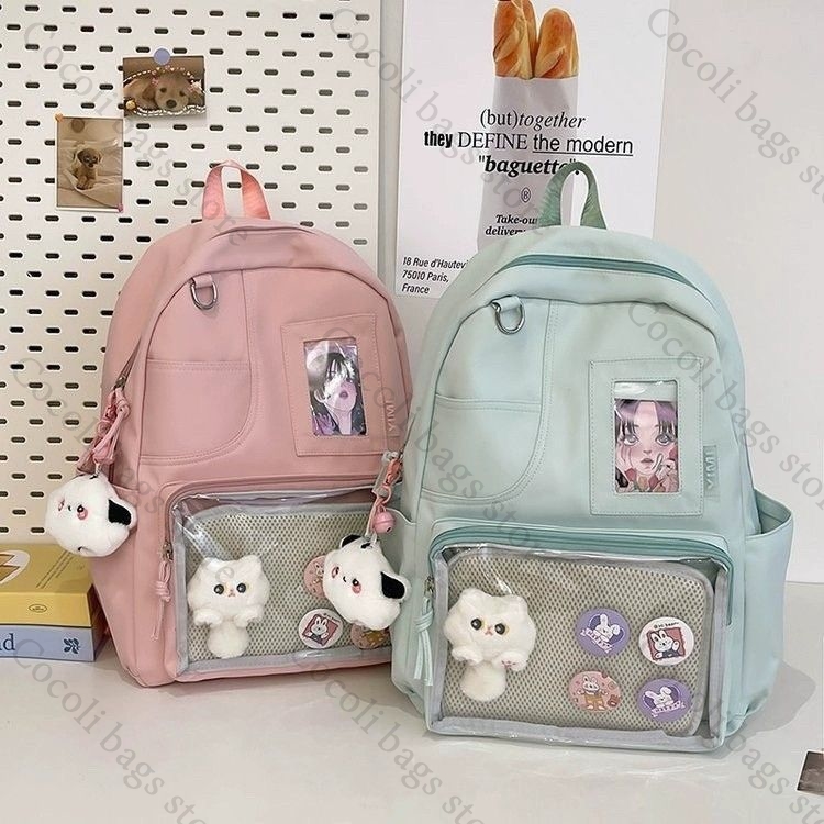 솔리드 컬러 캔디 컬러 백팩 이타백 이타백 여학생용 백 - Canvas Backpack Casual 리뷰 및 가격